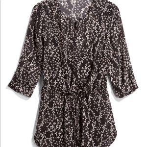 Semisheer drawstring waist tunic top XL